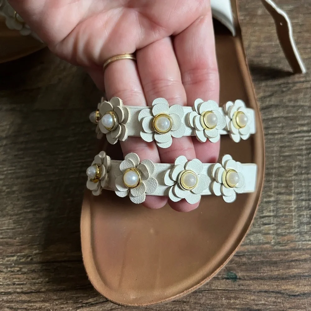 Sandals‎ Bundle White Floral + Glitter Jelly Beach Shoes Lot girls size 3